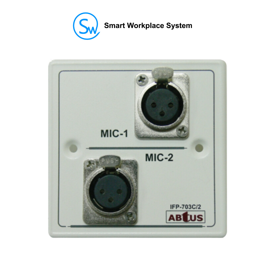 ABtUSIFP-703C2/MA Faceplate with 2 Mic Point w/o Back Box Metal (White/Silver)
