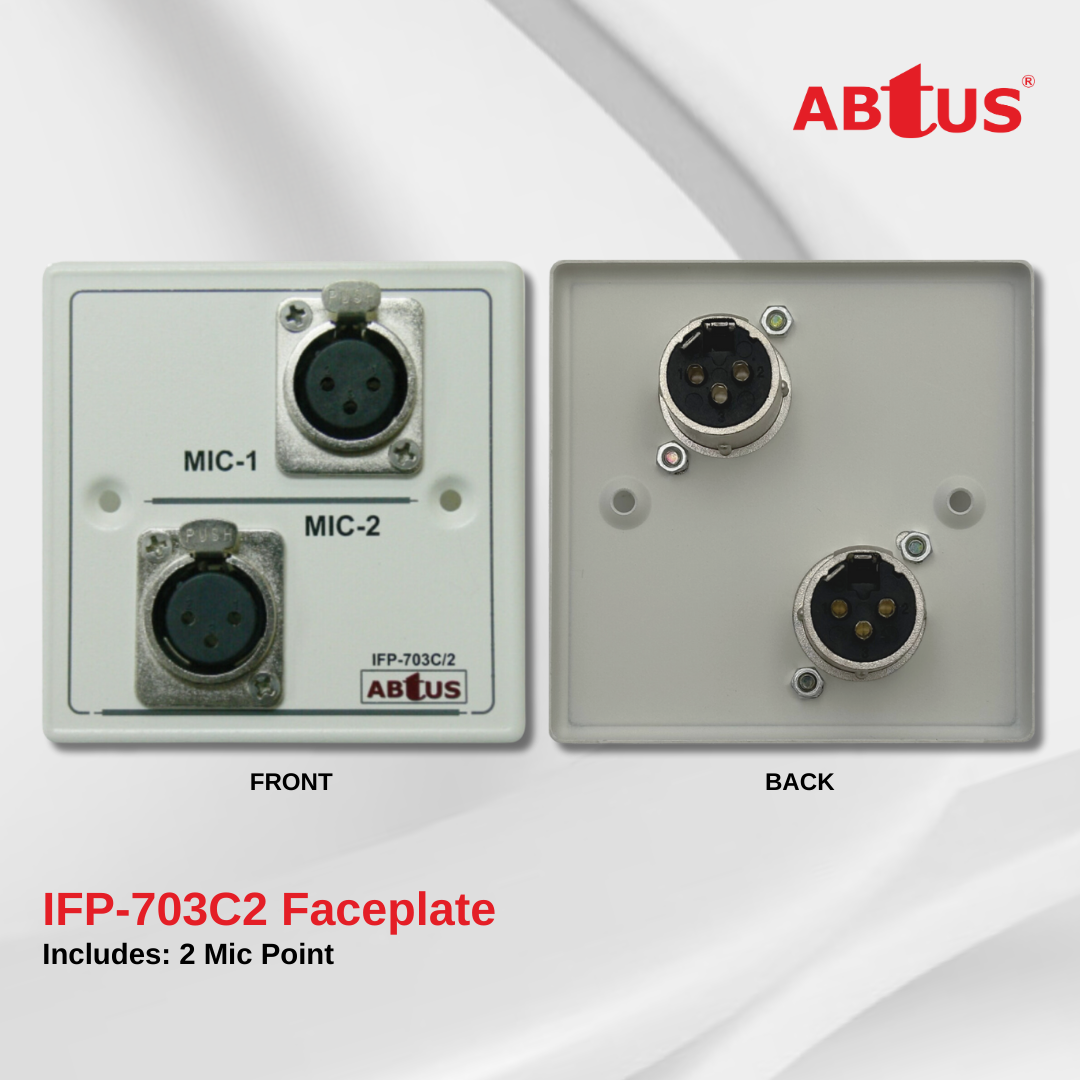 ABtUSIFP-703C2/MA Faceplate with 2 Mic Point w/o Back Box Metal (White/Silver)