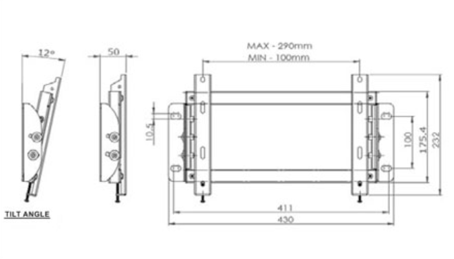 ABtUS LED LCD Tilt Wall Mount 25"- 42" Black