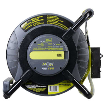 MASTERPLUG 30M+3M Anti-Twist Reverse Reel 1 IP54 Socket + LED, 13A Fused (Size: M)