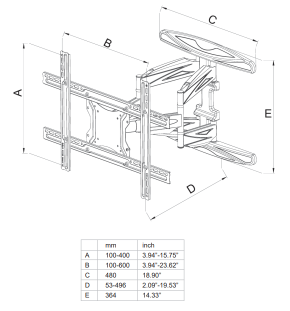 AV511 LCD LED Swivel Wall Mount Bracket Double 40" - 80"