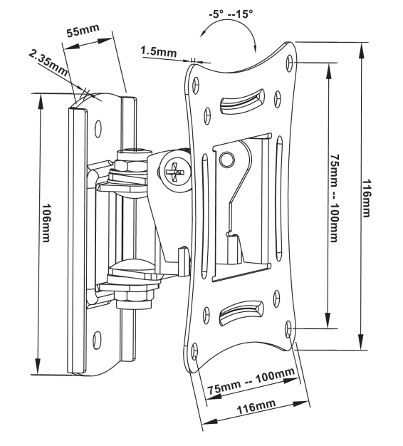 ABtUS AV608-T2 LCD Monitor Wall Mount (Tilt) 10" - 27"