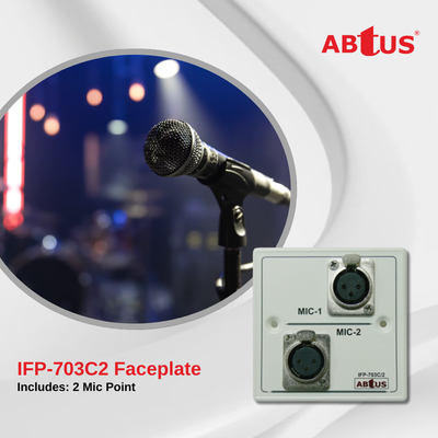 ABtUSIFP-703C2/MA Faceplate with 2 Mic Point w/o Back Box Metal (White/Silver)