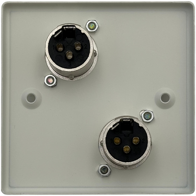 ABtUSIFP-703C2/MA Faceplate with 2 Mic Point w/o Back Box Metal (White/Silver)