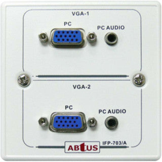 ABtUS IFP-703A Faceplate with 2 VGA 2 Audio w/o Back Box (White/Silver)