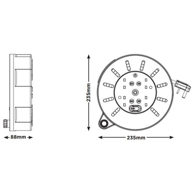 MASTERPLUG 10M Cassette Reel 4 Sockets, Switch + LED, 13A Fused (Size: S)